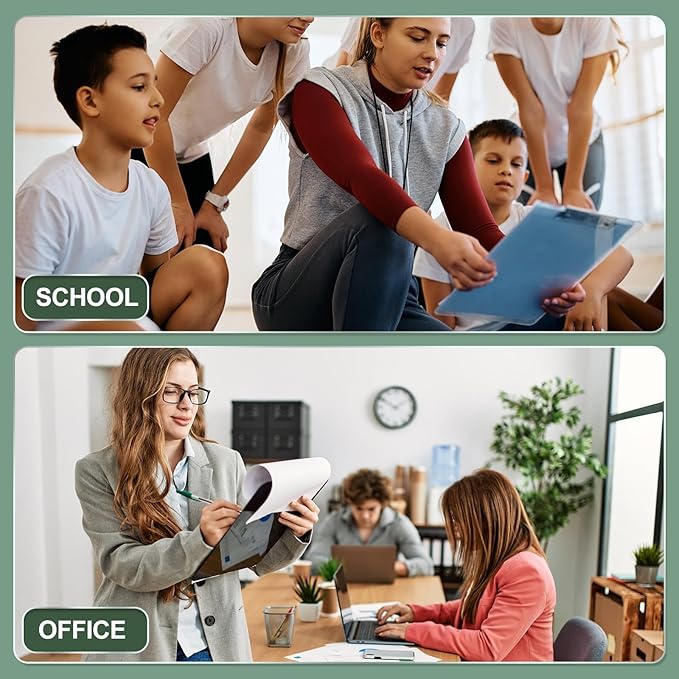 M&G 2 Pcs Plastic Clipboards 12.4 x 8.9 Inch, Ruler Clip Boards with Low Profile Metal Clip Holds 110 Sheets of A4 Letter Size Paper for Office Classroom, Transparent Brown
