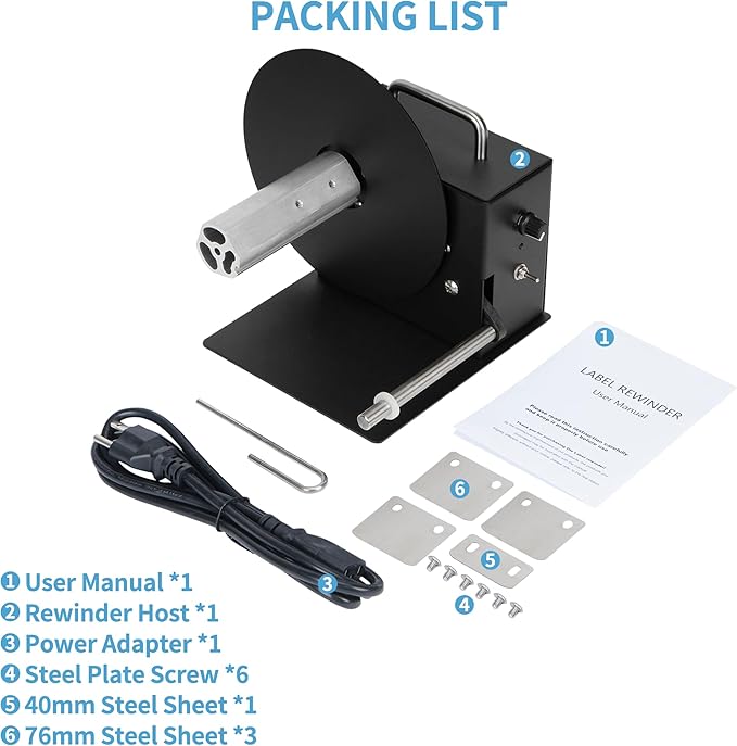 AIWFL Automatic Label Rewinder 180mm Label Rewinding Machine Speed Adjustable Label Rewinder Two-Way Rewinding Label Roller Machine Synchronize with Printer (R3 Pro)