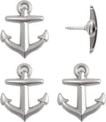 Anchor Push Pins - Silver Metal Anchor Pins - for Cork Board, Maps, or Lapel Pin Use - Designed in USA - Set of 4