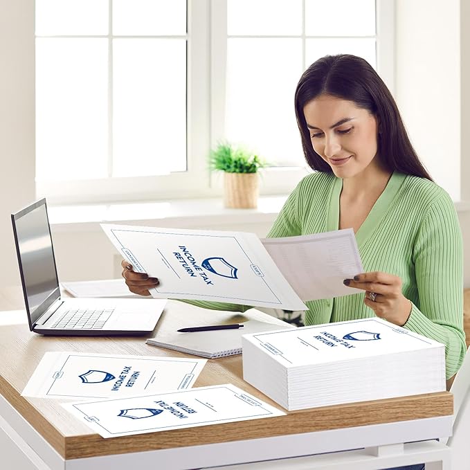 Engrowtic 1000 Pcs Income Tax Return Envelope for Tax Preparers 9 x 12 Inches Open End Security Envelopes for Office Business Legal Documents Catalog Paper Mailing, White