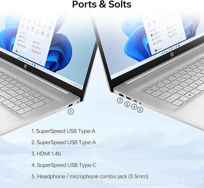 HP 17z Laptop, 17.3'' HD+ Touchscreen, Intel Core i7-1165G7 Processor, 16GB DDR4 RAM, 1TB PCIe NVMe SSD, Wi-Fi 6, Backlit Keyboard, HDMI, Windows 10 Home, Silver