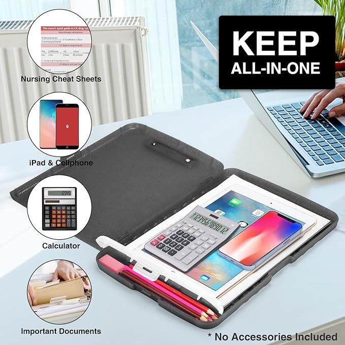 Sooez Glitter Clipboard with Storage, High Capacity Clip Boards 8.5x11 with Pen Holder, Cute Clipboards with Low Profile Clip, Sparkle Plastic Organizer Case Box for Women & Kids, Side Opening