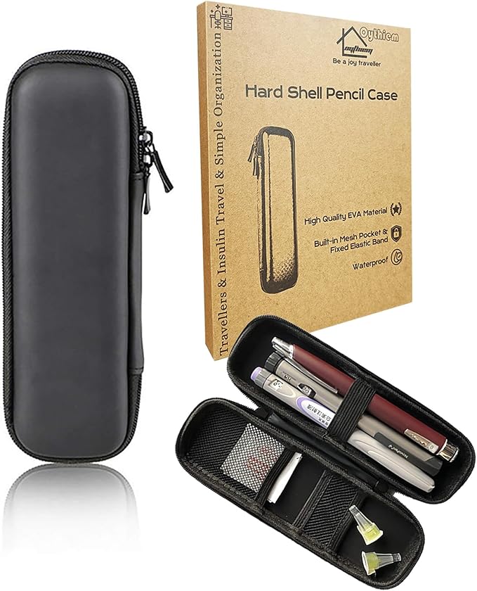 Slim Pencil Case for Adults, Travellers, Insulin Travel, Small Pencil Case Hard Shell, Simple Thin Waterproof Pen Case Organizer Box for Stylus Touch Pen, Art Pen Pencil, Headphones