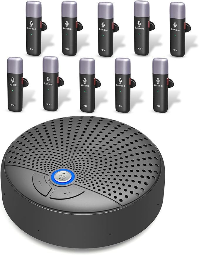 BALILA CM100 Conference Speaker and Microphone, 10 AI Mics 360° 65ft (20m) Voice Pickup, Noise Reduction, USB Speakerphone for 16 People,Fit for Video Conference Calls, multi-Platforms Zoom & MS Teams