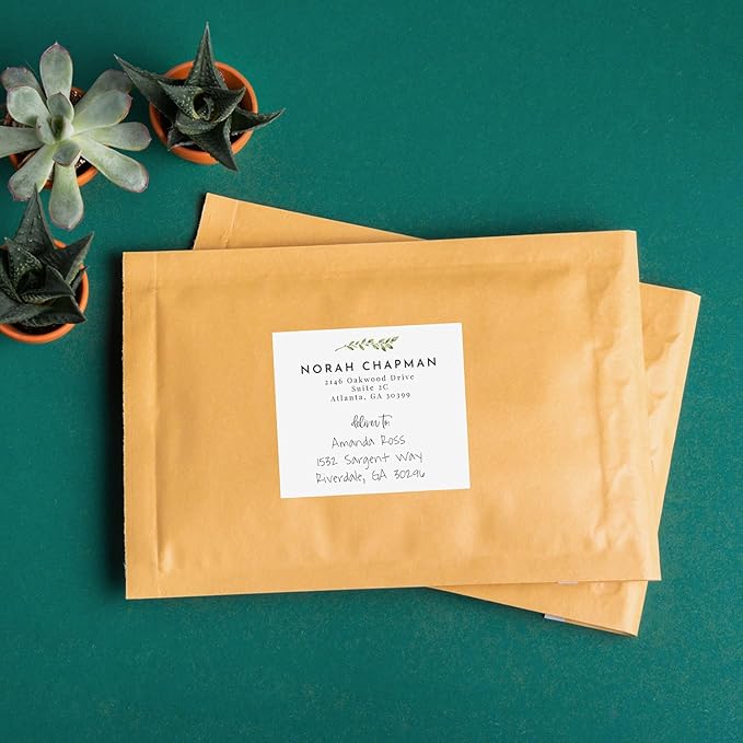 Custom Greenery Shipping Labels / 48 Personalized Address Labels/ 4" x 3½" Mailing Stickers/Made in USA