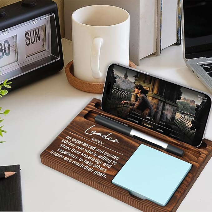 Leader Bosses Day Gifts for Women Men Manager Funny Office Decor for Women Wooden Sticky Note Holder National Boss Day Decorations Gifts for Leader Men Coworker Manager Office Desk Decor A 05