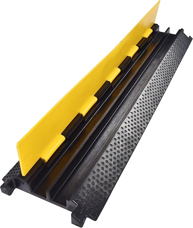 Yescom Cable Ramp Protector 2 Channel Garden Hose Protecitive 22000 Lbs Load Capacity Heavy Duty Speed Bump for Road Driveway Walkway