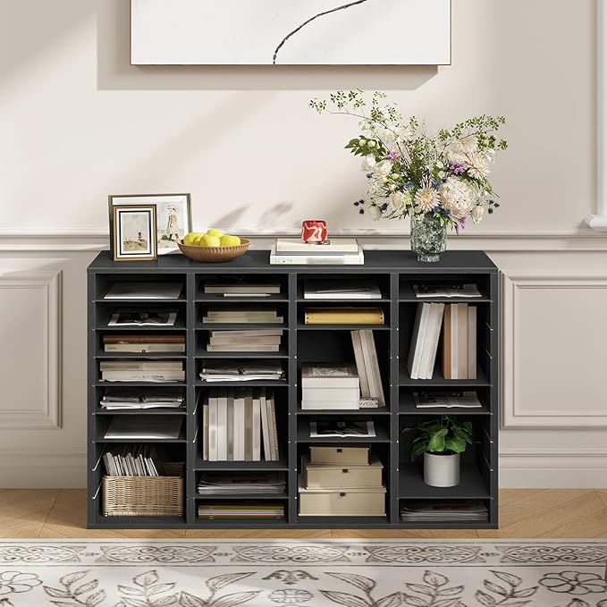 HOOBRO Wooden Literature Organizer, 36-Slot Mail Sorters, Removable Classroom Mailbox, Student Mailboxes for Classroom, Paper Storage Organizer, for Home, Office, Black BK36WF01
