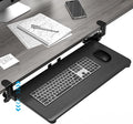 Keyboard Tray Under Desk, Pull Out Keyboard & Mouse Tray with Adjustable C-clamp, 25.6(31.5 Including Clamps) x 11.8 Inch Slide Out Computer Keyboard Drawer Mouse Tray for Typing, Black