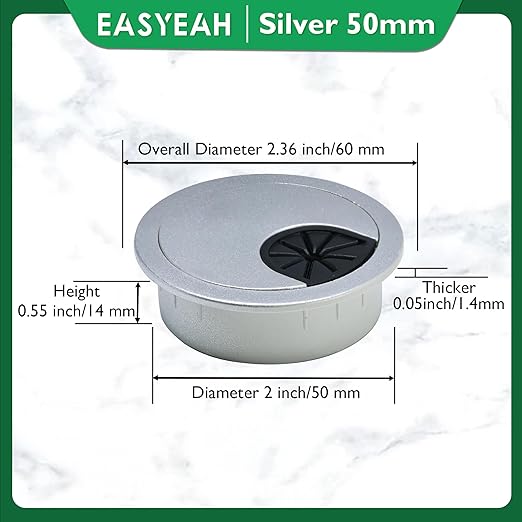 10 Pcs Desk Grommet 2" / 50 mm, Desk Cord Hole Cover, Cable Grommet ABS Plastic, Desk Hole Grommet for Home & Office Pc, Detachable Cable Cord Organizer-Silver Sand