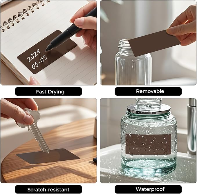 FINDAT Rectangle Label Stickers 4×2 Inch Vinyl Removable Brown Sticker Waterproof Writable File Folder Moving Labels for Boxes Home Office Labeling 60 PCS