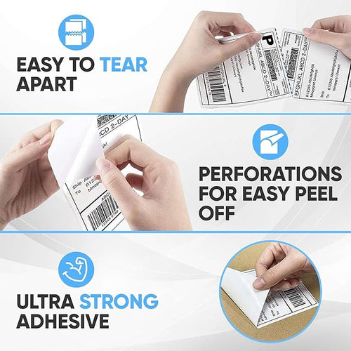4"x6" Fanfold Direct Thermal Labels Commercial Shipping Label with Perforated line for Thermal Printers, Compatible with Zebra & Rollo Printer (3 Stacks - 6000 Labels)
