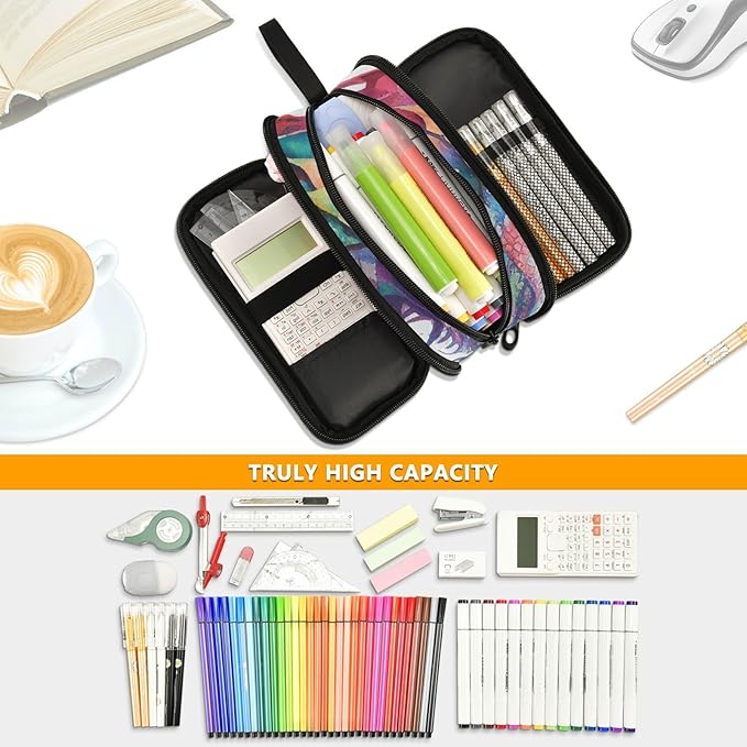Custom Watercolor Dragon Pencil Case Box Boys Girls Personalized Name Large Pencil Pouch Stationery Pen Bag Organizer for Kids Adults School Office