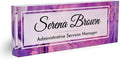 Customized Clear Acrylic Thick 8x3" Desk Name Plate Block with Personalized Logo - Professional Office Decor - Customized Acrylic Plate Gift for Teacher Co-workers, Christmas Gifts for Her, Thanksgiving Gifts (Purple Dream)