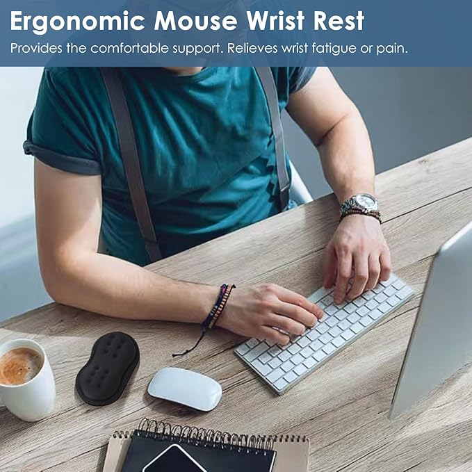 VANKEY Mouse Wrist Rest, Desk Wrist Pad for Mouse, Comfortable Computer Mouse Wrist Support, Ergonomic Wrist Rest with Memory Foam Fillings, Non-Slip Base (Black)