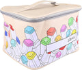 Sorandy Marker Case 120 Storage Holders, PU Leather Art Pen Organizer with Large Opening and Carry Handle for Markers Pencils Lipstick Mascara Travel