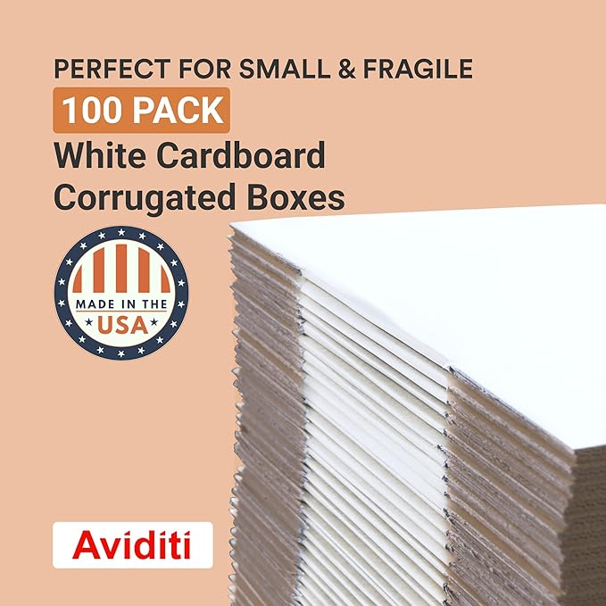 Aviditi Shipping Moving Boxes 6" x 6" x 6" (100-Pack) Small Corrugated Cardboard Packaging Boxes - Shipping, Packing, Moving, and Storage Box for Home or Office - White Standard 32 ECT