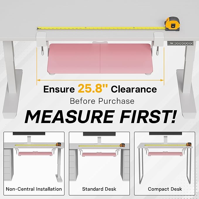 BONTEC KMT01-PJ Under Desk Keyboard Tray, Pull-Out Keyboard & Mouse Platform with C-Clamp, 20 x 11.8 in Space-Saving Ergonomic Slide-Out Drawer, Pink