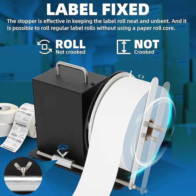 Automatic Label Rewinder Machine,Update Label rewinder Supports 1"/1.5"/3" Core Holder,Max Label Width 4.72" and 2 Way Winding Direction,Rewinding Speed can be Automatically Adjusted with Printer