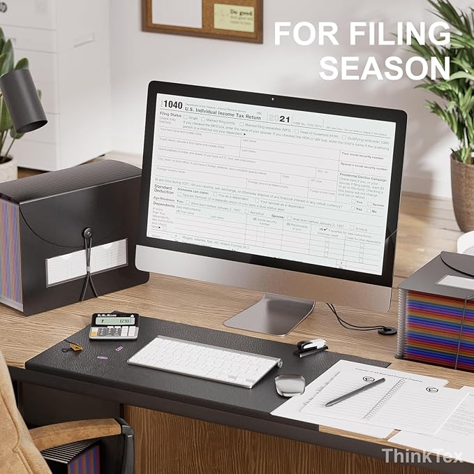 ThinkTex 26 Pockets File Folder, A4 Accordion File Organizer, Letter Size Expandable File Folders, Accordion Folder Paper Coupon Bill Receipt Organizer with 3 A-Z Alphabet Colored Tabs