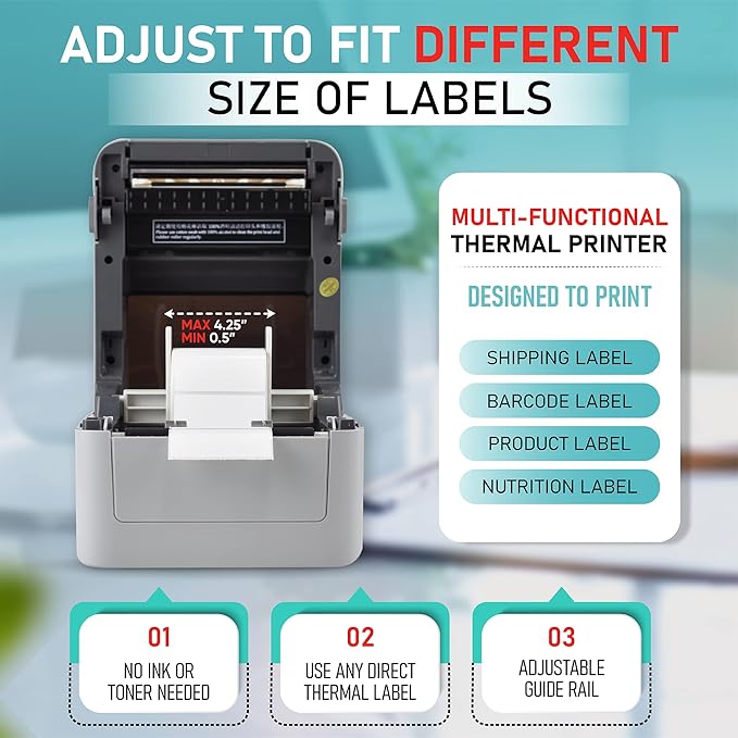 Arkscan 2054K-WF Mini WiFi Wireless Shipping Label Printer for iPhone Windows Mac Chromebook Android Support Amazon Ebay Paypal Shopify Shipstation UPS USPS FedEx Fanfold Direct Label