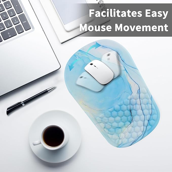 Ergonomic Mouse Pad with Wrist Rest Support, Non-Slip Mouse Pads, Suitable for Home or Office use (Blue)