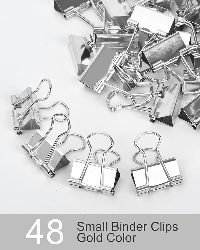 Konilaomu Small Clips Binder Clips 0.75 inch, Small Paper Clips for Office (48 Pcs) (Silver)