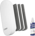 loukin Replaceable Dry Erase Eraser, Magnetic Whiteboard Eraser with 3 Replaceable Felt Pads, 4-in-1 Glass Whiteboard Erasers, 3.4 fl oz Cleaner Included (White)