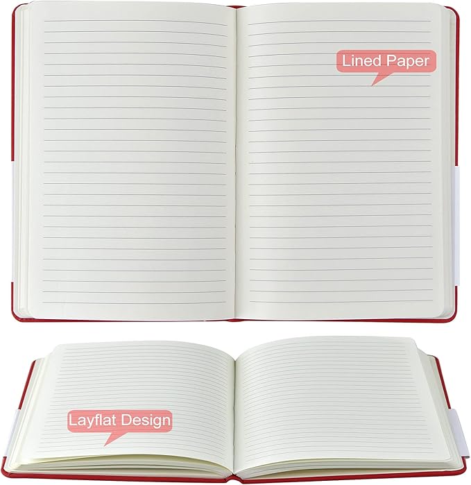Coopay 24 Pack A5 Journal Notebooks Bulk, 160 Pages, 100GSM Thick Paper, 8.3 x 5.5 inch Hardcover Lined Leather Journals for Writing Office School Business,Bulk Notebook for Work Men Women (Red