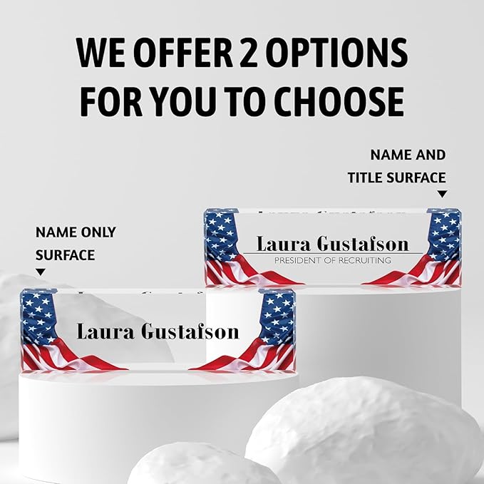 Desk Name Plate Personalized Name Plate for Desk, Office Desk Decor, 3D Style Personalized Plaque Name Plates for Desks Custom Appreciation Gifts for Boss Lady Employee Coworkers (USA Flag)