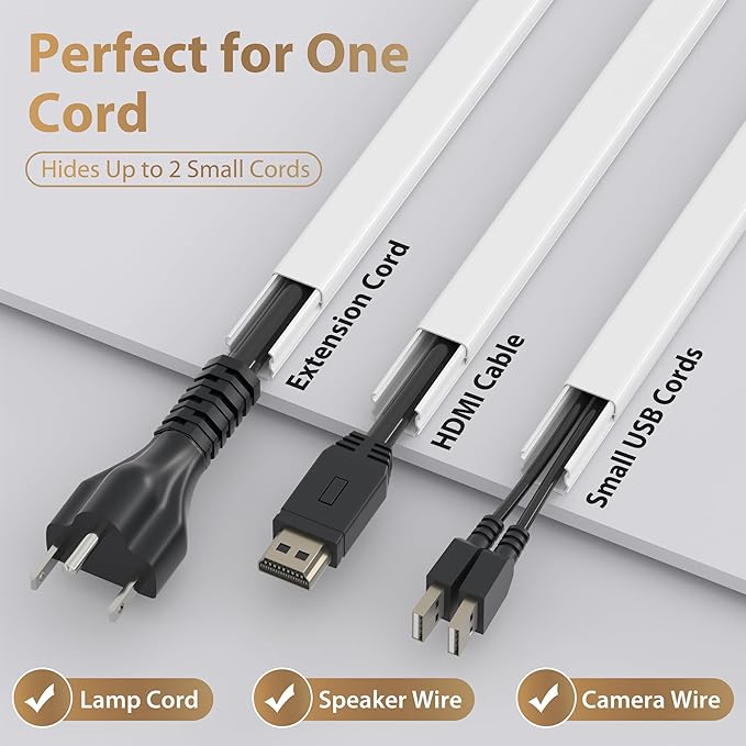 ZhiYo Mini Cord Hider - 170in PVC Self-Adhesive Cord Cover for TV, Extension Cord & USB Wires - Black Wall Cable Hider for Wall Mounted TV - Seamless Connection