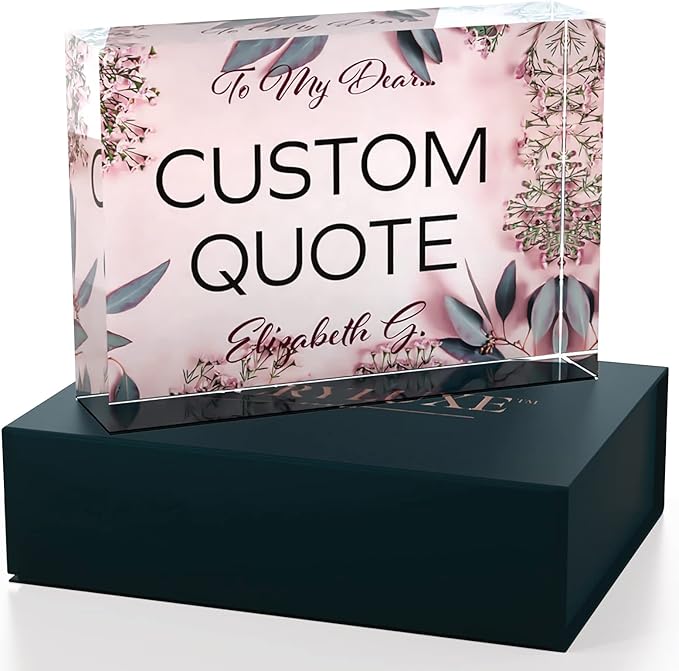 Custom Acrylic Sign Personalized, Custom Desk Name Plate, 18 Styles, (5"x7"), With Gift Box, USA Made by Acryluxe. (Glowing)