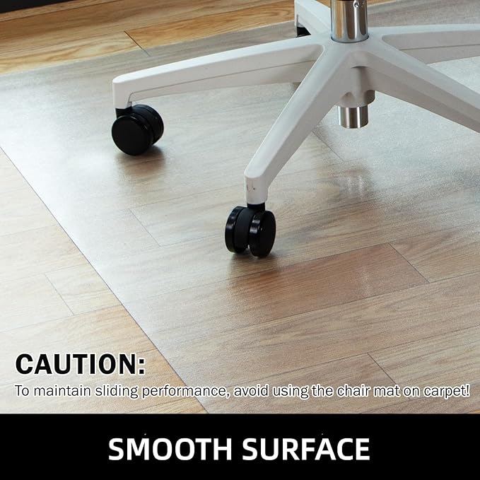 Tydle Chair Mat for Hard Floors, 48" x 60" Chair Mat for Hardwood Floor, Non-Slip Computer Under Desk Plastic Floor Mat for Work Gaming Chairs, Vinyl Hard Floor Protector for Home Office (Clear)