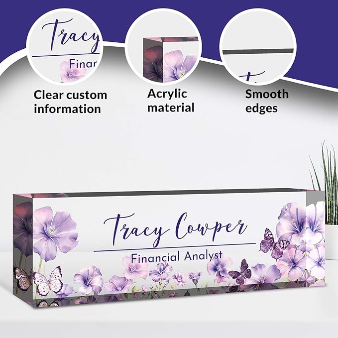 Desk Name Plate Personalized, Custom Name Plate for Desk, Acrylic Desktop Accessories, Office Gift & Decor for Women Men, Teacher Nurse Boss Employee Appreciation Gifts