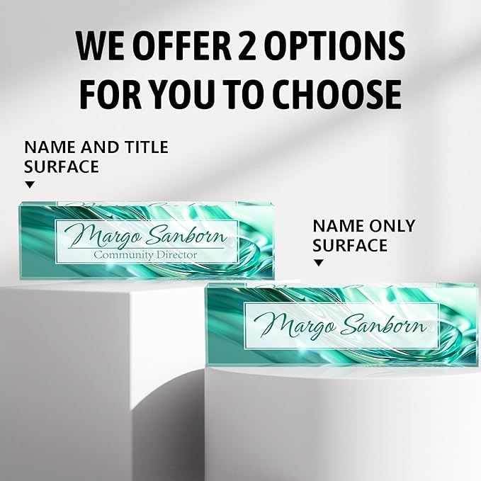 Personalized Name Plate for Desk Custom Acrylic Desk Name Plate Custom Employee Appreciation Gifts Office Gifts for Women, Men, Boss, Coworkers, Teacher, Nurse (Green Glaze)