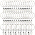 LLPJS 40 Pack Metal Curtain Rings with Clips, Curtain Clip Rings Hooks for Hanging Drapery Drapes Bows, Curtain Rod Rings 1.5 inch Interior Diameter, White