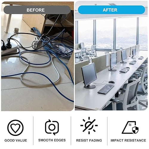 1-3/8" Black Desk Grommet with Bi-Metal Hole Saw, JTemgle Plastic Cable Hole Cover Computer Table Cord Wire Organizer Caps, Desktop Cord Management for Home Office TV Stands Tabletops, 7 Pieces