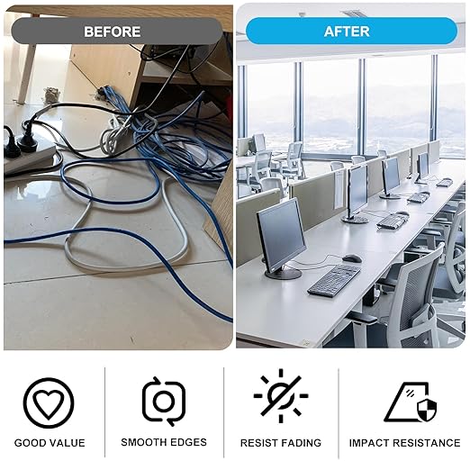 1-3/8" White Desk Grommet with Bi-Metal Hole Saw, JTemgle Plastic Cable Hole Cover Computer Table Cord Wire Organizer Caps, Desktop Cord Management for Home Office TV Stands Tabletops, 7 Pieces