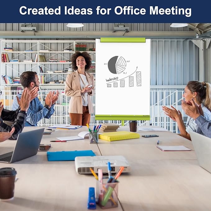 TSJ OFFICE Mobile Whiteboard Magnetic - 40 x 26 Inches Dry Erase Board on Wheel with Stand Flipchart Easel Height Adjustable,Green