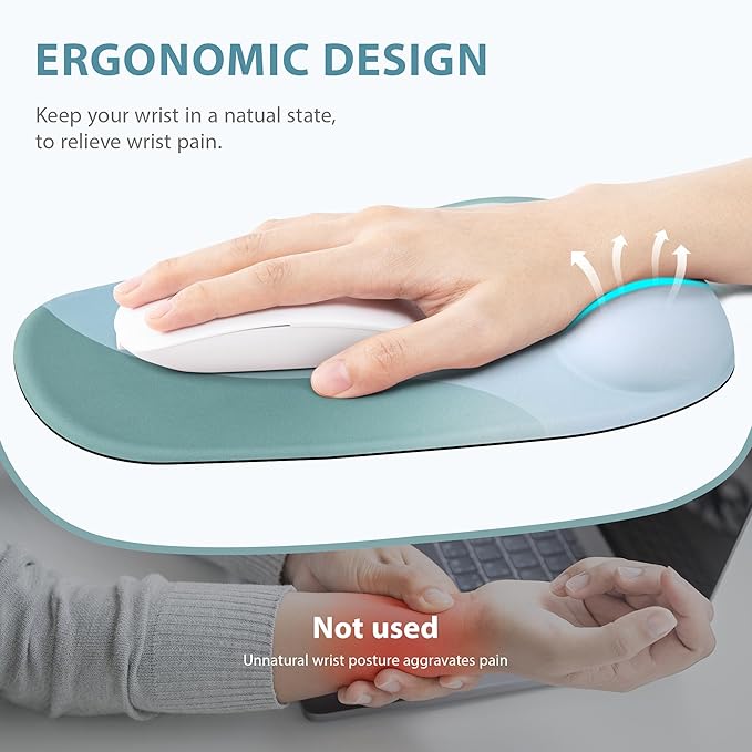 Ospelelf Wrist Rest for Keyboard and Mouse Ergonomic Mouse Pad with Wrist Support Memory Foam Wrist Rest for Computer Keyboard,3-in-1 Gel Mouse and Keyboard Pad for Office Geometry Green