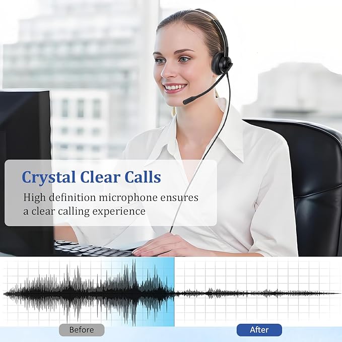 Xintronics USB Headset with Mic, Wired Computer Headphones with Microphone Noise Cancelling & in-line Controls for PC Mac Laptop Work from Home Call Center Skype Webinar