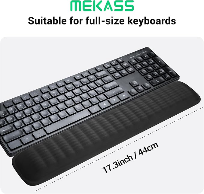 MEKASS Keyboard Wrist Rest, Soft Memory Foam Wrist Support for Keyboard, Keyboard Hand Rest Pad for Wrist Pain Relief, Keyboard Wrist Guard for Long Hours of Work, Gaming, Studying（White）
