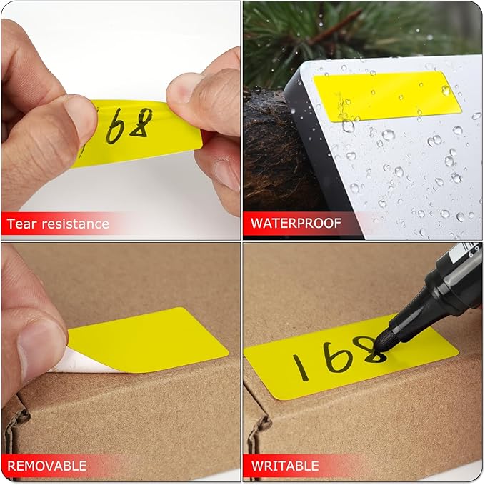 Meitaat Yellow Rectangle Stickers 2 x 1 Inch Color Coding Labels Vinyl Roll Self-Adhesive Waterproof Removable 500 PCS