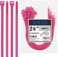 XINGO 24 inch Pink Zip Ties Heavy Duty (100 Pack), 60lb Tensile Strength, UV Resistant Cable Ties for indoor and outdoor use