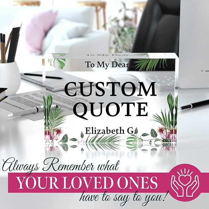 Personalized Gifts, Custom Quote Block Letter Board,Crystal-Clear Acrylic with Gift Box,17 Styles, Holiday and Christmas Gift for Mom, Dad, Girlfriend, Him or Her, Husband, Wife (5"x7, Garden)