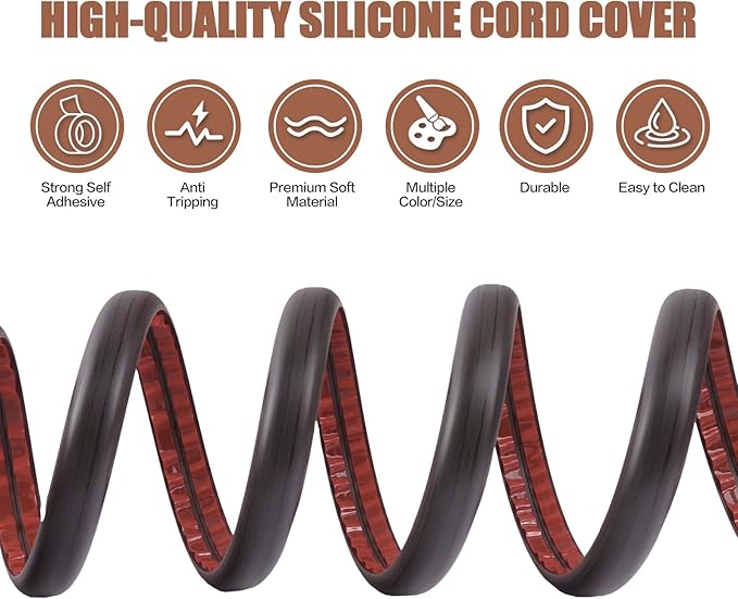 Floor Cord Cover Self Adhesive Cord Hider,3.3FT Cable Management, Extension Strip Protector for Wires, Prevent Cable Trips for Offices, Gyms, Exhibitions Cavity:0.51"(W) x 0.3"(H) Black Wood