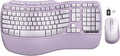 Purple Ergonomic Wireless Keyboard and Mouse Combo, Sablute 2.4G Full Size Ergo Wave Key Board with Cushioned Plam Rest, Natural Typing, 3 DPI Adjustable Silent Mouse for Computer/Laptop/Windows/Mac