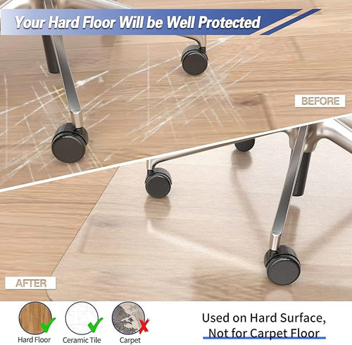Amyracel Chair Mat for Hardwood Floor, 45” x 53” Clear Desk Chair Mat for Office Chair on Hardwood, Easy Glide Office Floor Protector Mat for Rolling Chairs