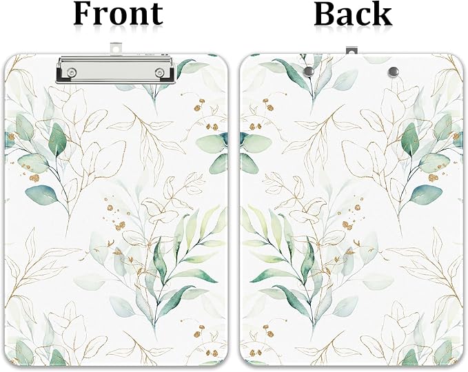 Rimilak Plastic Clipboards with Metal Clip, A4 Letter Size 9 x 12.5 in, Office Decorative for Students Women Men and Kids, Cute Custom Pattern, Beauty Leaves