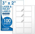 3" X 2" Matte White Printable Labels for Inkjet and Laser Printers - 100 Sheets, 1000 Custom Stickers for Address Labels, Product Labeling, Shipping - Spartan Industrial Template R011